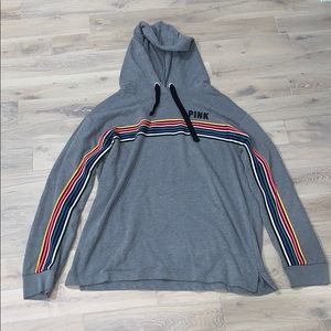 PINK L Rainbow Sleeve Sweatshirt